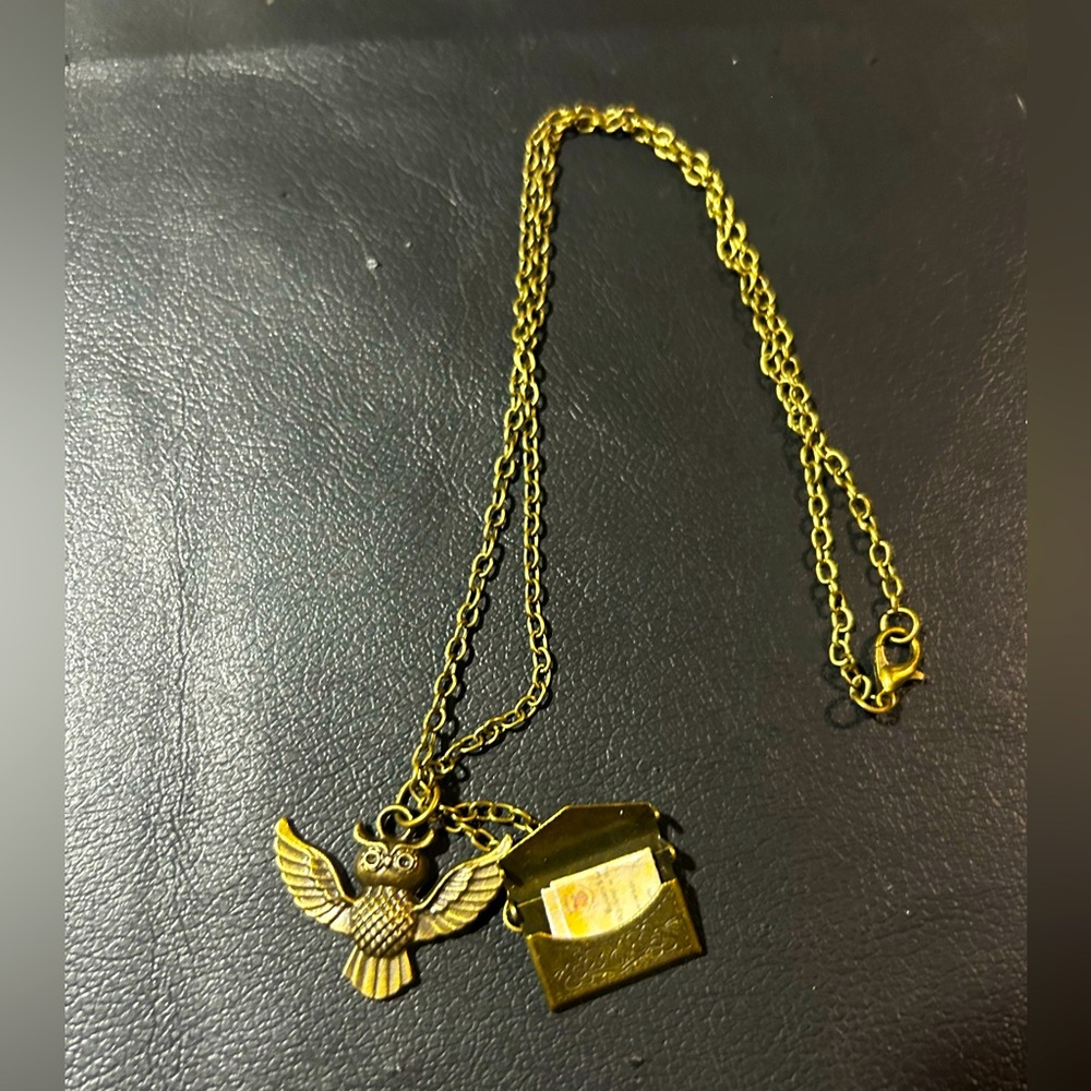 Harry Potter Acceptance Letter Necklace Wizarding World Bronze Owl Jewelry Gift